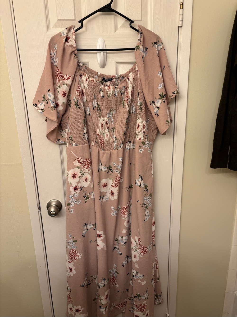 BloomChic Dusty Rose Floral Off-Shoulder Maxi Dress